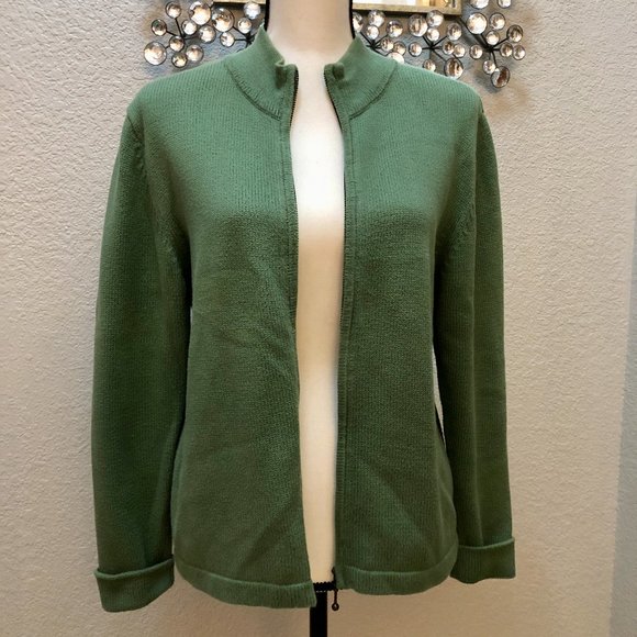 Classic 90s Pea Green Cotton Jacket - Size Women's M - Picture 1 of 7